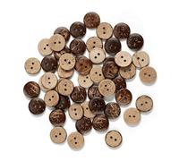 50 botones de madera con 2 agujeros, botones de coco natural para manualidades, costura, cárdigan, camisas, abrigos, vestidos, blusas, 2 tamaños, 15/18 mm (15 mm)