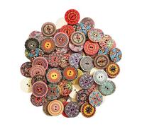 50 Botones de Madera de Colores - 25 mm, Personalizados, Exquisitos, Retro, Redondos