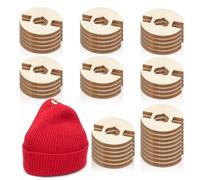 50 botones de pompón para sombreros, botones extraíbles de madera hechos a mano de 20 mm, herramienta de cierre para hacer sombreros de punto, soporte de pompón de piel sintética para gorros y toques