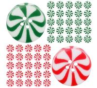 50 botones decorativos de caramelos navideños, botones de costura navideños para decoraciones de ropa, botones de caramelos navideños de dos colores para invierno, suministros de artesanía con botone