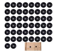 50 botones negros de 25 mm, botones grandes clásicos de resina con patrón de cuerno, botones de cuatro ojos, botones de resina, botones de costura, para manualidades, para chaquetas, accesorios de
