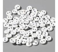 50 botones pequeños redondos blancos para coser ropa de muñeca, botones de resina de 2 agujeros para manualidades, álbumes de recortes, cierres de costura, nociones de costura y suministros (3 mm)