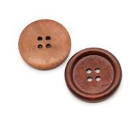 50 botones redondos de madera de 10-38 mm con 2/4 de agujero, ideales para abrigos y ropa, como accesorios para manualidades de costura.,15 mm