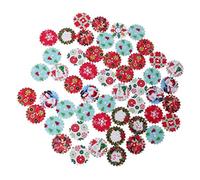50 botones redondos de madera para scrapbooking, 2 agujeros, 25 mm, diseño de Papá Noel