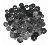 50 botones redondos negros de resina de 15/20/25 mm con 4 agujeros for costura y manualidades, ideales for ropa, accesorios de bebé y otras prendas.(15mm)