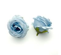 50 cabezas de flores artificiales camelia roja 2,3 pulgadas, seda realistas for decoración del hogar, centro mesa, corona, ramo boda(Sky Blue)