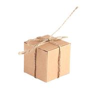 50 cajas cuadradas de papel kraft marrón para recuerdos de boda, caramelos, chocolate, regalo de fiesta