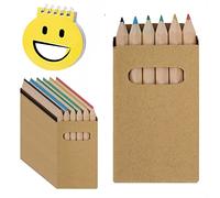 50 Cajas de 6 Mini Lápices de Colores. No Tóxicos. Incluye 1 Sola Libreta. Cajas Lisas para que Puedas Personalizarlas a tu Gusto