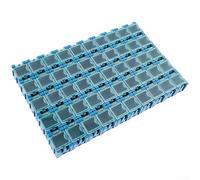 50 cajas de almacenamiento de componentes SMD, cajas organizadoras de piezas electrónicas de plástico con borde elástico seguro para resistencias condensadores, kit de pasatiempos de bricolaje, (azul)