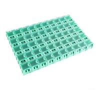 50 cajas de almacenamiento de componentes SMD, cajas organizadoras de piezas electrónicas de plástico con borde elástico seguro para resistencias condensadores, kit de pasatiempos de bricolaje, (verde