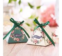 50 cajas de dulces creativas para baby shower, caja de regalo de boda con forma de pirámide triangular, bombonera, suministros para fiestas