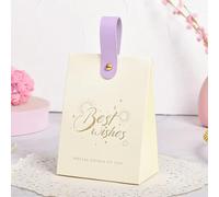 50 cajas de dulces de boda con asa de cuero, cajas de embalaje de joyería para fiestas de cumpleaños, bolsas de papel vacías