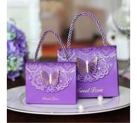 50 cajas de dulces de boda con forma de mariposa recortada, bolsas de regalo para fiesta de chocolate, embalaje para baby shower, caja de regalo con asa