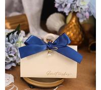 50 cajas de dulces de boda con forma de triángulo y lazo morado, caja de regalo portátil, dulces deseos, decoración para fiesta de boda, despedida de soltera