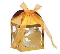 50 cajas de dulces de elefante, caja de recuerdos de fiesta de boda con cintas, caja de chocolate para baby shower, cumpleaños