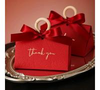 50 cajas de dulces para bodas, color rojo, para envolver dulces de boda, creativas, para hacer tú mismo, para cumpleaños, para decorar fiestas