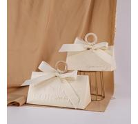 50 cajas de embalaje de bolsas de papel con forma de triángulo con asas para bodas, cajas de dulces para invitados, bodas, baby showers y fiestas