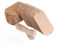 50 cajas de papel marrón de 11 x 6,5 cm, suministros para fiestas | Material de papel, diseño, cierre de cuerda de cáñamo natural, perfecto para temas rústicos