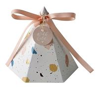 50 cajas de papel para envolver caramelos, estilo pirámide cónica, cajas de regalo de chocolate, regalos de boda, suministros para fiestas de baby shower con cinta