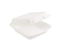 50 cajas ecológicas Take Away color blanco 222 x 200 x 67 mm de caña de azúcar | fiambrera sostenible To Go Fiambrera Bento | Contenedores desechables | Compostables a prueba de fugas