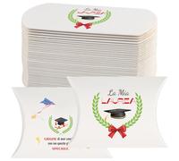 50 cajitas bombonera de graduación, portapeladillas con inscripción "La Mia Laurea" y diseño de sombrero y corona de laurel, 9 x 7 x 2,5 cm, bombonera artesanal para fiesta de graduación