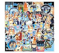 50 calcomanías de Bluey coloridas estéticas VSCO de vinilo/PVC impermeables para botella de agua, hidrofrasco, guitarra, equipaje, teléfono, funda, laptop, monopatín, adolescentes, niños y niñas