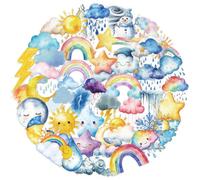 50 calcomanías de colores para el clima, paquete de calcomanías de PET transparentes para monopatín, guitarra, puerta, laptop, equipaje, coche, bicicleta, botella de agua, suministros para fiestas de