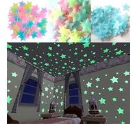 50 calcomanías de pared coloridas que brillan en la oscuridad, estrellas luminosas, fluorescentes, noctilucentes, murales, calcomanías de pared para niños y bebés, para decoración del hogar,
