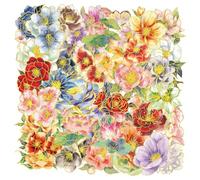 50 calcomanías de PET con patrón de flores de jardín para diario, cubierta de teléfono, decoración de equipaje, transferencias de PET