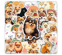50 calcomanías de Pomerania para laptop, coche, álbum de recortes, teléfono, monopatín, maleta, equipaje, bicicleta, calcomanías de Pomerania, calcomanías de vinilo impermeables estéticas