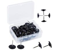 50 chinchetas negras para colgar en la pared, alfileres de dibujo, punta de acero, corcho, chinchetas decorativas para el pulgar, para mapas de pared, pósteres, fotos, tablón de anuncios