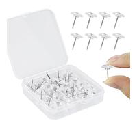 50 chinchetas transparentes, chinchetas de cabeza plana, tachuelas de plástico transparente, pines de póster de dibujo con caja de almacenamiento para colgar en la pared, tablero de corcho, mapas,