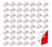 50 clips autoadhesivos para cables, kit organizador de cables fuertes y reutilizables para escritorio, pared, hogar, oficina, taller, sin residuos, extraíble, sostiene cables HDMI/USB/red