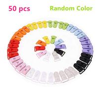 50 clips de plástico para chupete de bebé de 42 x 25 mm en forma de T, color al azar