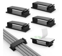 50 clips para cables autoadhesivos, clips de gestión de cables, organizador de cables para TV, PC, ordenador portátil, cable Ethernet, escritorio, hogar, oficina (negro)