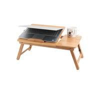 (50 cm) Tavolino da comodino regolabile per laptop con ventilatore, vassoio da letto pieghevole in bambù