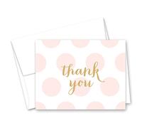 50 Cnt Pink Polka Dots Gold Baby Shower Thank You Cards by MyExpression.com