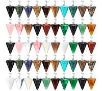 50 colgantes de piedra natural con forma de cono hexagonal facetado, accesorios para hacer joyas, dijes de bricolaje, multicolor, acabado liso pulido
