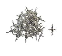 50 colgantes de plata tibetana con diseño de cruz floral para joyas de bricolaje