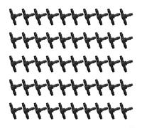 50 conectores de púas para riego de 4 mm para sistemas de agua de jardín, juntas de tubo de goteo y tees de material PP para invernaderos, LandscapINsg y HangINsg (T de 4 mm)