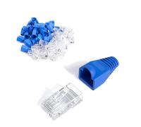 50 Conectores RJ45 Cat6 CAT5E sin blindaje, Paso Recto y Kit de protección contra tirones, Conector Modular RJ45 8P8C Chapado en Oro.(Unshielded)