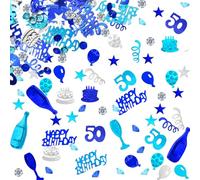 50 Confeti cumpleaños decoracione,número 50 de mesa,50 cumpleaño aniversario decoraciones,50 happy birthday Azul y plata