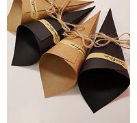 50 Conos de Papel Kraft para Envolver Ramo, Conos de Confeti de Boda Vintage, Conos de Papel con Cinta de Cuerdas de Cáñamo para Decoración de Mesa de Boda, Embalaje de Regalo para Fiesta(Marrón)