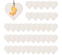 50 corazones de madera de 5 cm para escribir, corazones de madera para pintar, decoración de boda, sin tratar, con agujeros, aniversario, etiquetas de regalo, manualidades