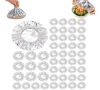50 cubiertas de aislamiento de aluminio repetibles, película de aislamiento de cocina fresca, fundas elásticas reutilizables para cuencos, embalaje aislante para sándwich (100 unidades)
