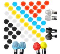 50 cubiertas de micrófono higiénicas desechables hechas de tela no tejida, adecuadas para la mayoría de los micrófonos portátiles para karaoke, grabación de karaoke (5 colores, 10 de cada color)