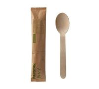50 cucharas de madera pura de 16 cm, envueltas individualmente en bolsa de papel