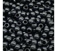 50 cuentas acrílicas sueltas de 10 mm con agujero grande para hacer joyas, pulseras y collares (negro)