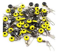 50 cuentas de acero inoxidable de 3 tamaños para línea de pesca con gancho y clip de vástago de bolas, rodamientos espaciales, giros, línea rodante a presión, diapositivas hundidas