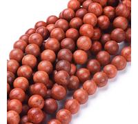 50 cuentas de madera de pera natural de 8 mm, color naranja y rojo, cuentas redondas de madera para manualidades, joyas, pulseras, collares